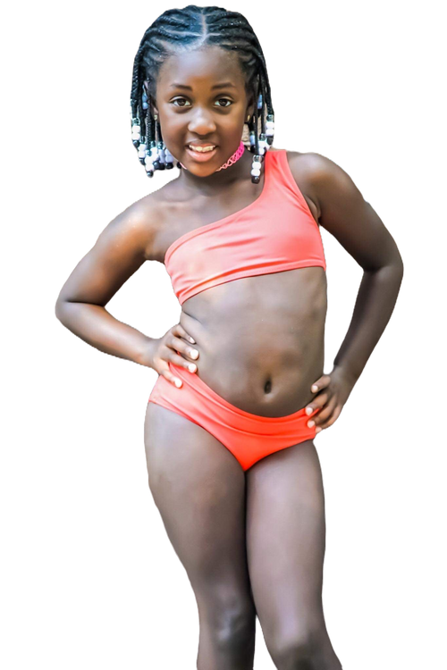 Girls Coral Reef eco friendly one shoulder bikini image 0
