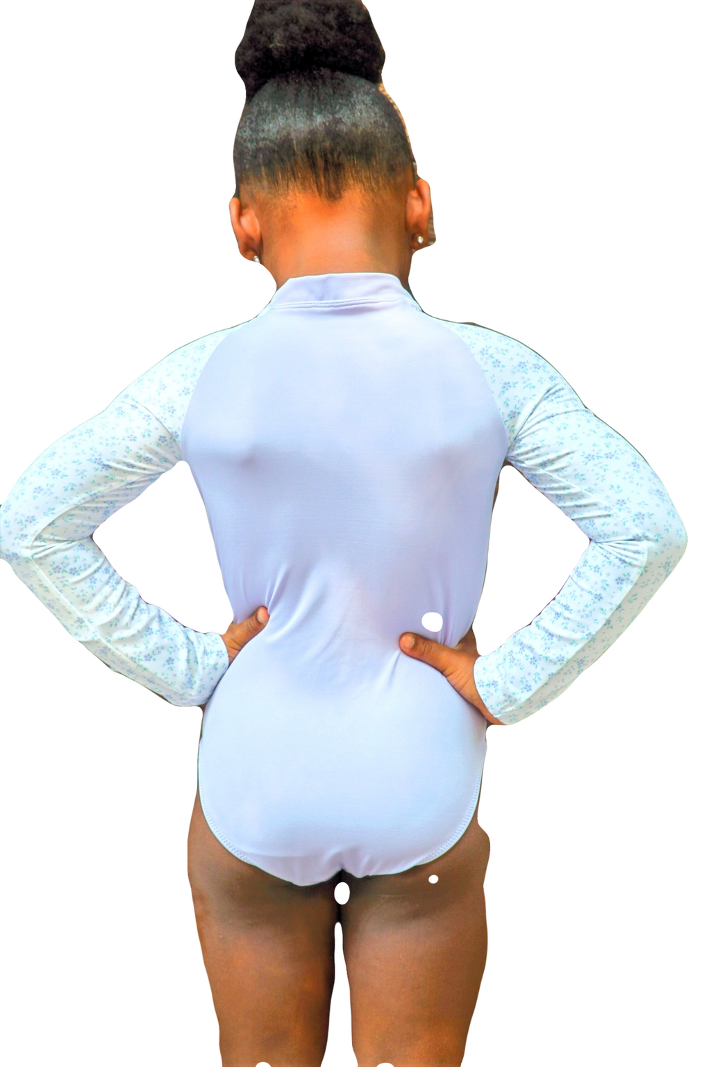 Lilac Dreams Girls eco friendly long sleeve rash guard one piece image 1