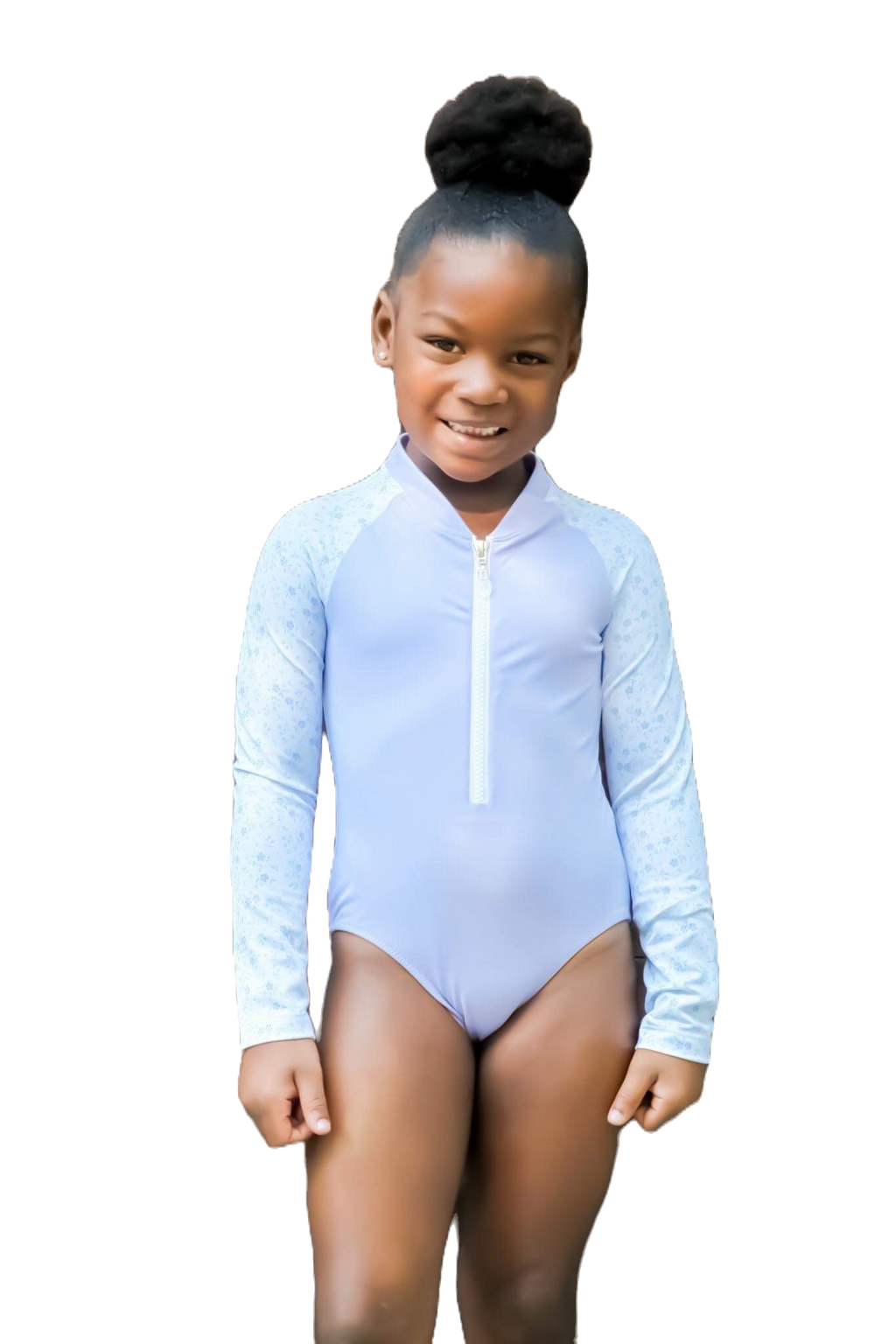 Lilac Dreams Girls eco friendly long sleeve rash guard one piece image 0