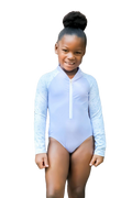 Lilac Dreams Girls eco friendly long sleeve rash guard one piece image 0
